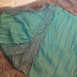 Sea foam green scarf with lace detail